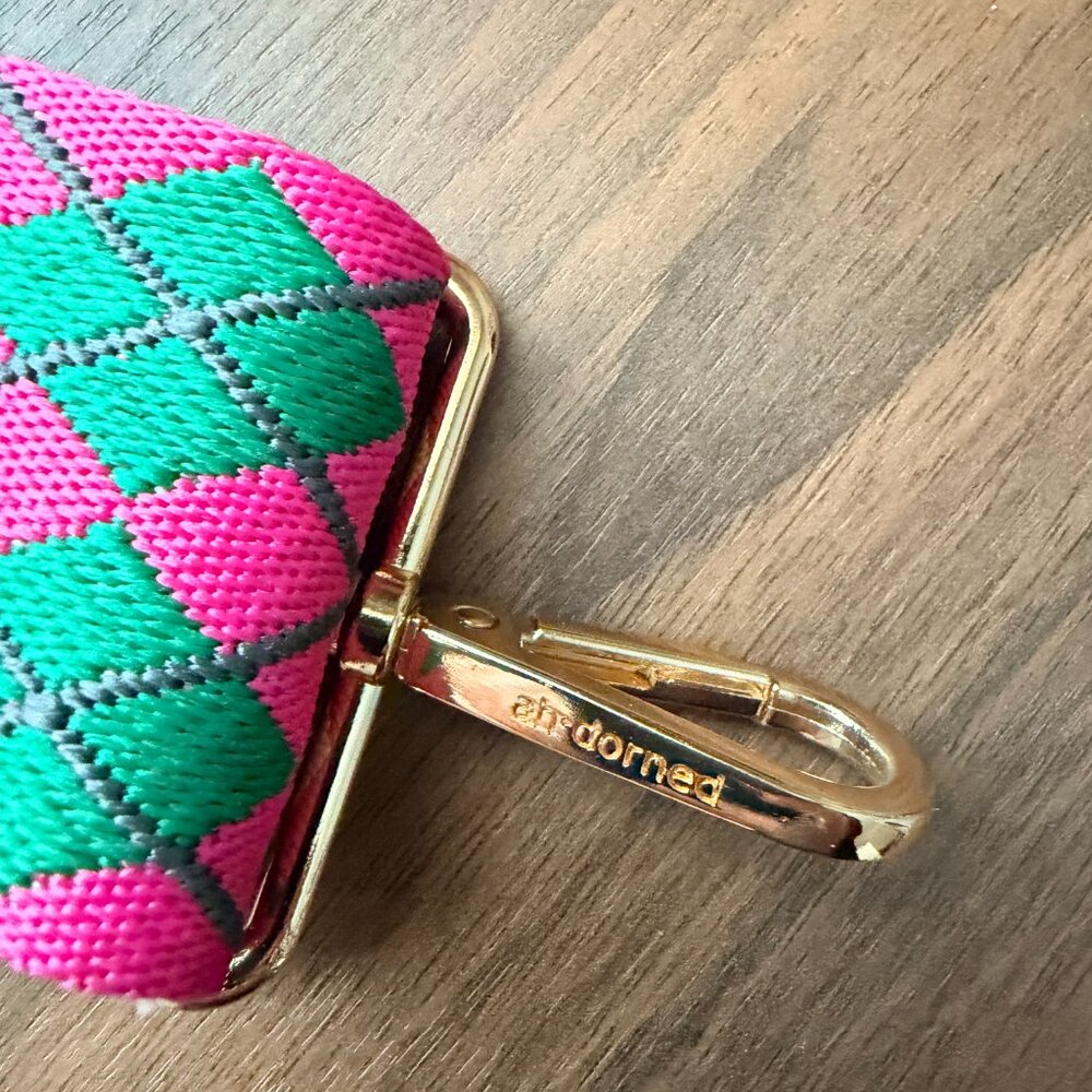 Ahdorned Pink Argyle Crossbody Bag Strap - Picture 4 of 4